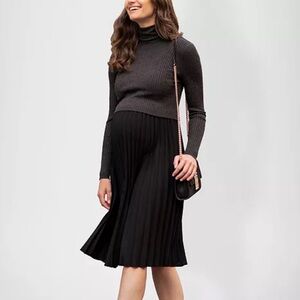 Seraphine Elegant Black & Gray Nursing and Maternity Sweater Dress